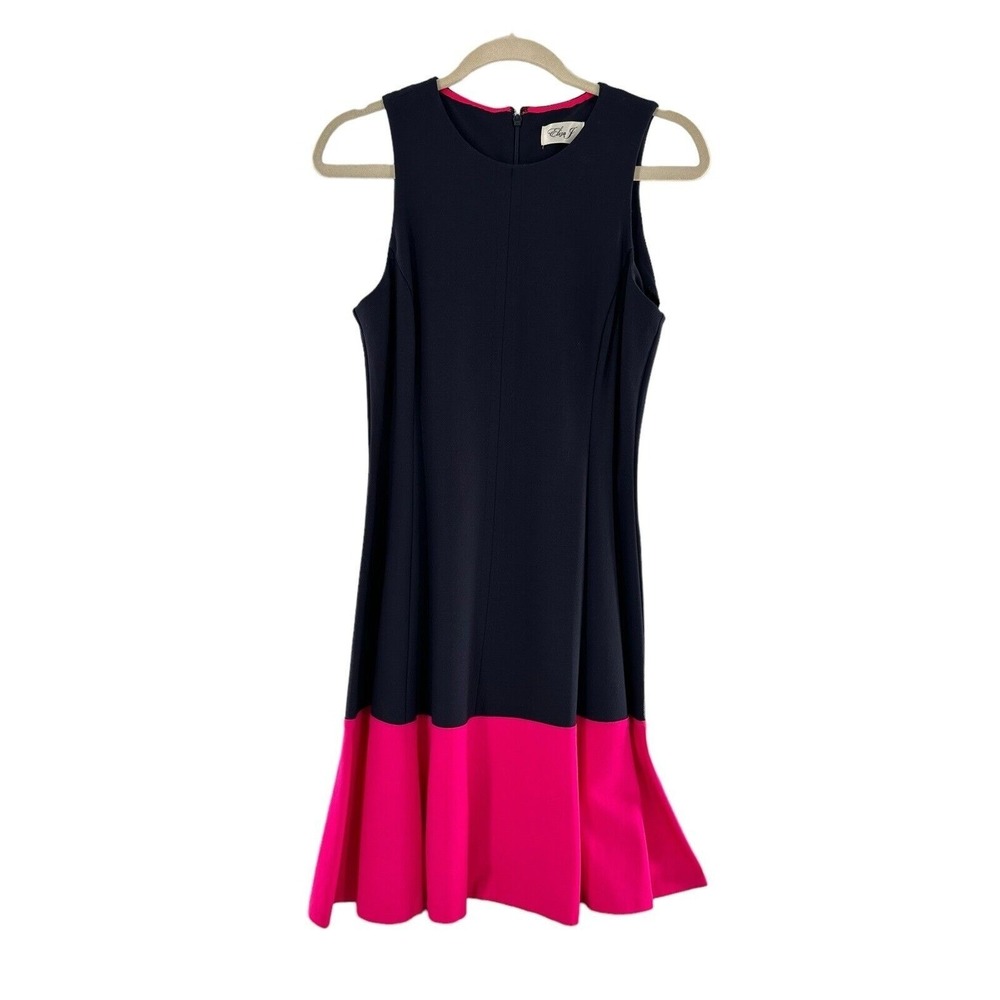 Eliza J Sleeveless Fit & Flare Navy & Hot Pink Dress Size 8 Nautical Sleeveless